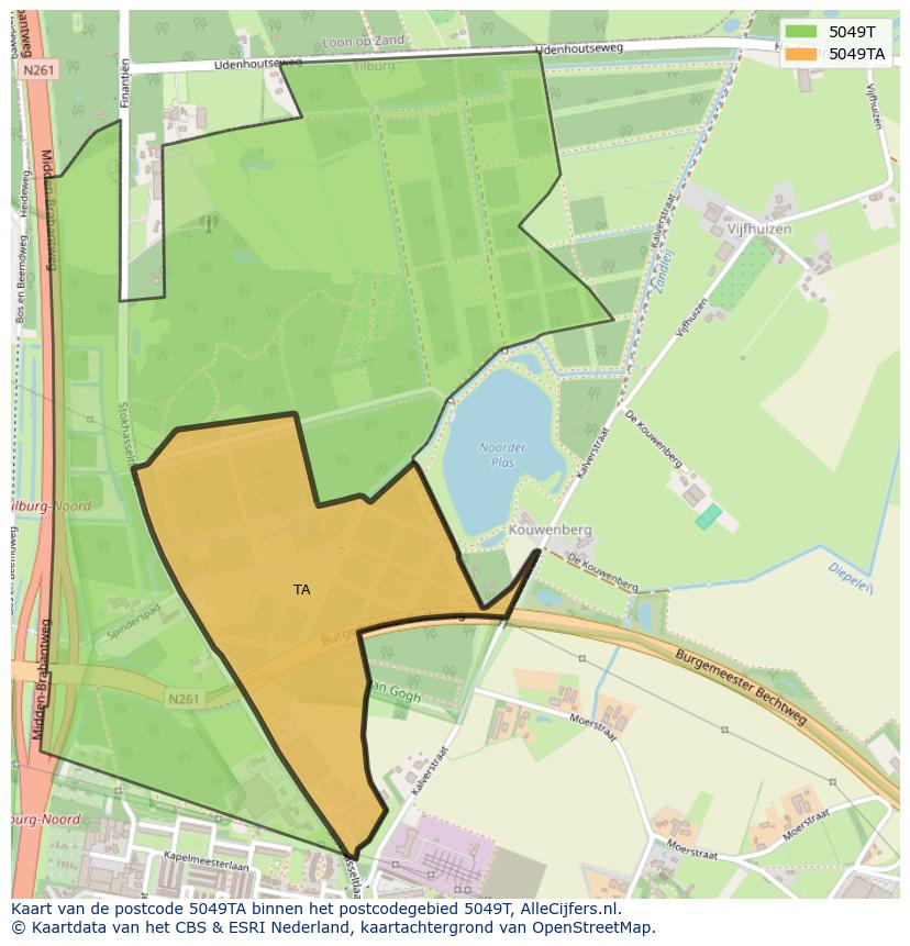 Afbeelding van het postcodegebied 5049 TA op de kaart.