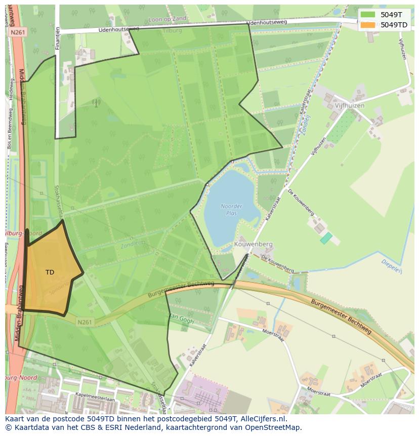 Afbeelding van het postcodegebied 5049 TD op de kaart.