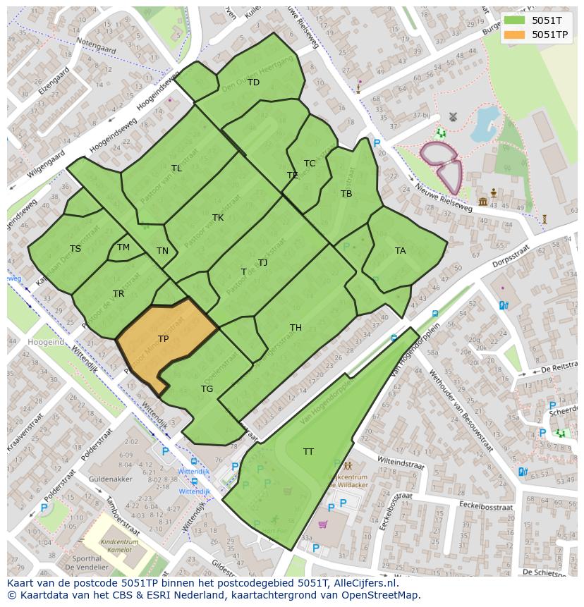 Afbeelding van het postcodegebied 5051 TP op de kaart.