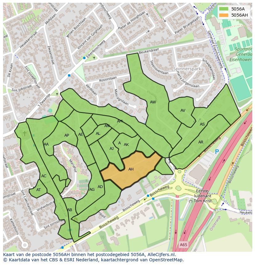 Afbeelding van het postcodegebied 5056 AH op de kaart.