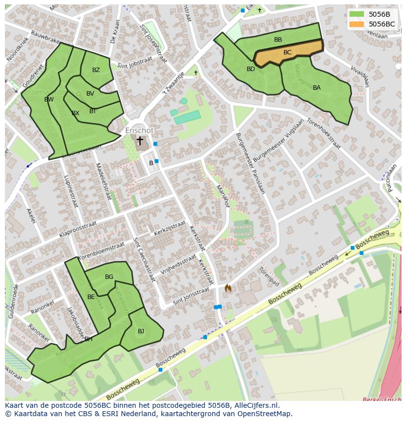Afbeelding van het postcodegebied 5056 BC op de kaart.