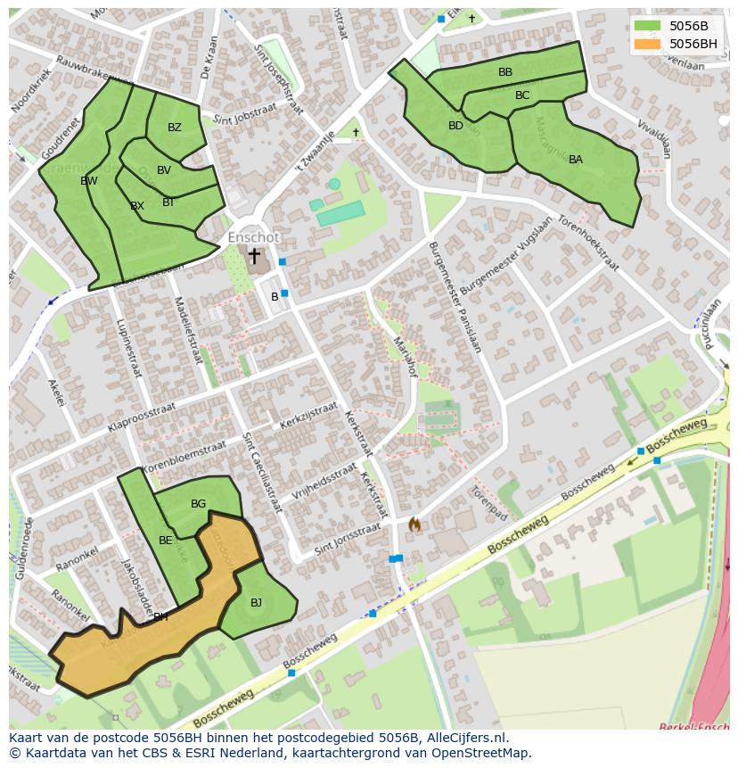 Afbeelding van het postcodegebied 5056 BH op de kaart.