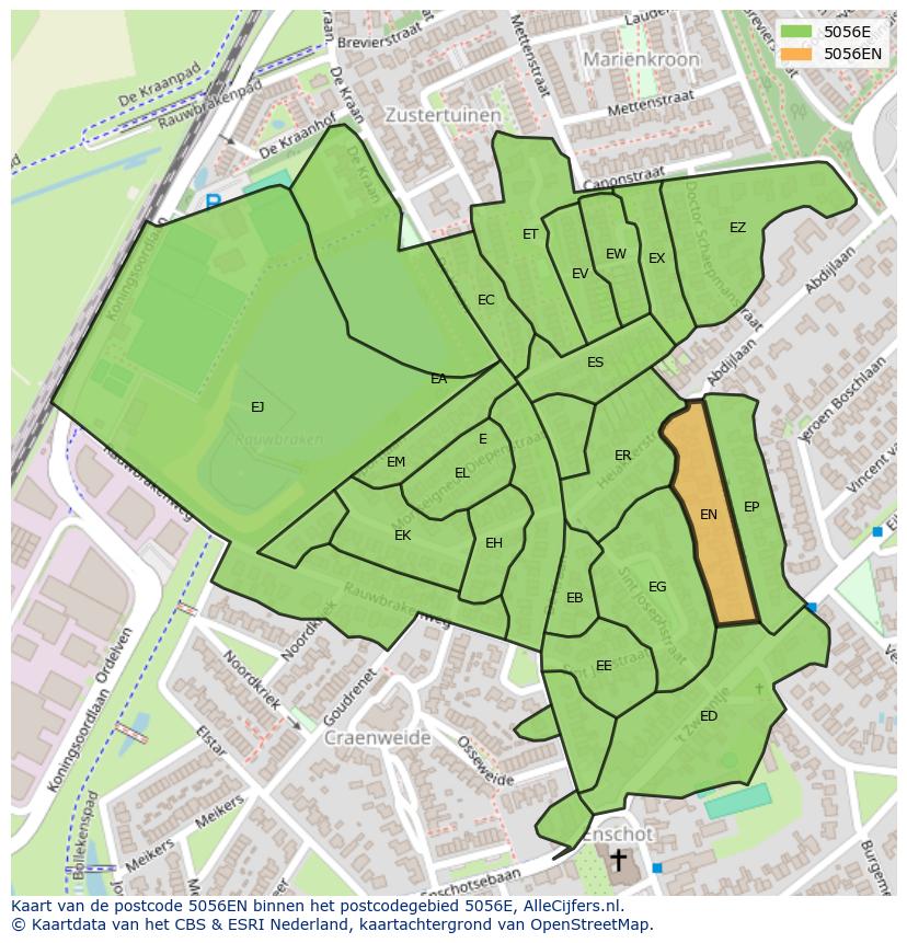 Afbeelding van het postcodegebied 5056 EN op de kaart.