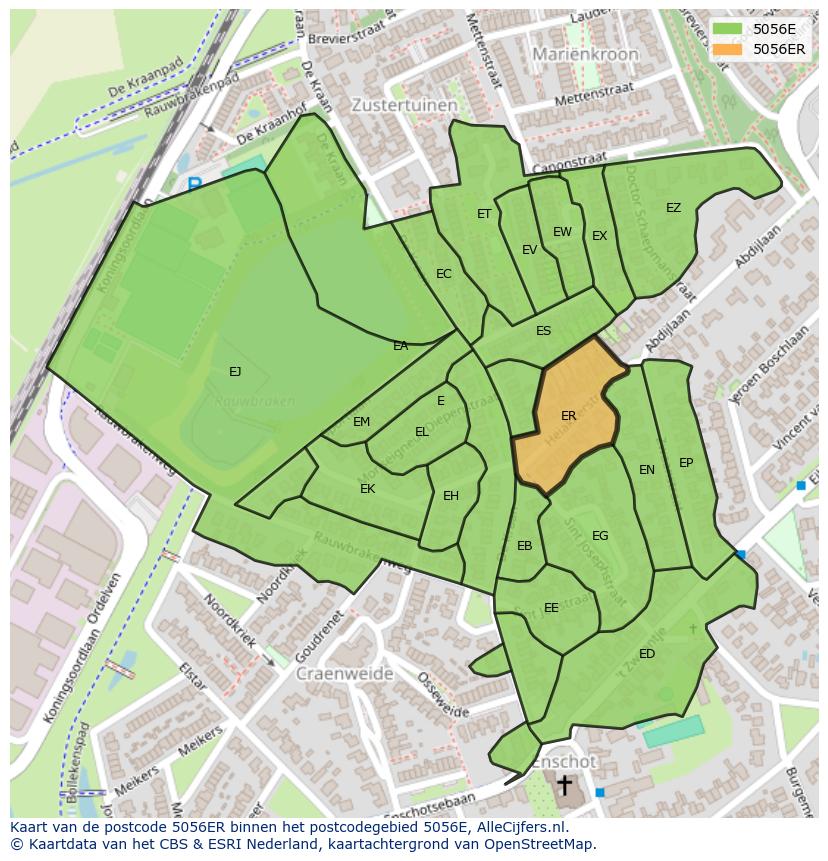 Afbeelding van het postcodegebied 5056 ER op de kaart.