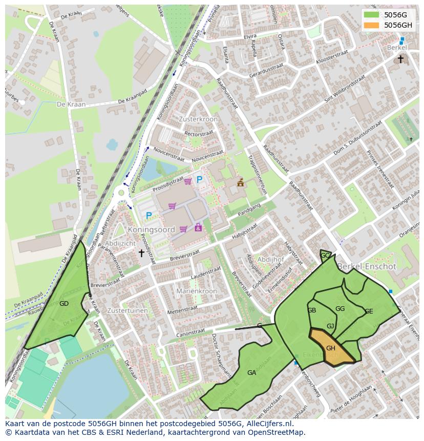 Afbeelding van het postcodegebied 5056 GH op de kaart.
