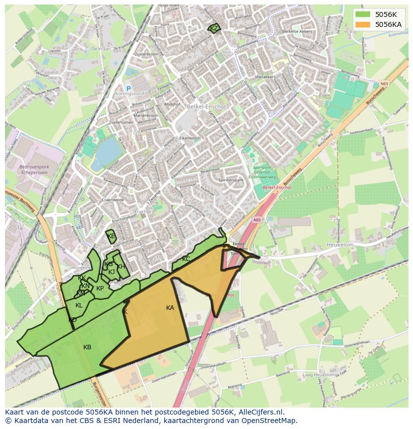 Afbeelding van het postcodegebied 5056 KA op de kaart.