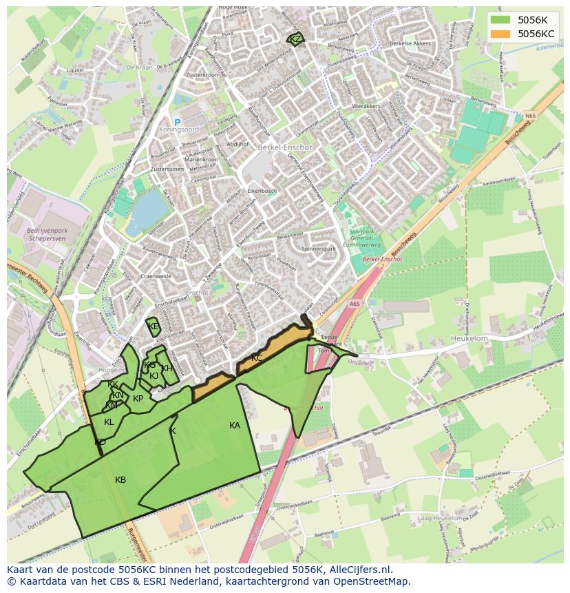 Afbeelding van het postcodegebied 5056 KC op de kaart.