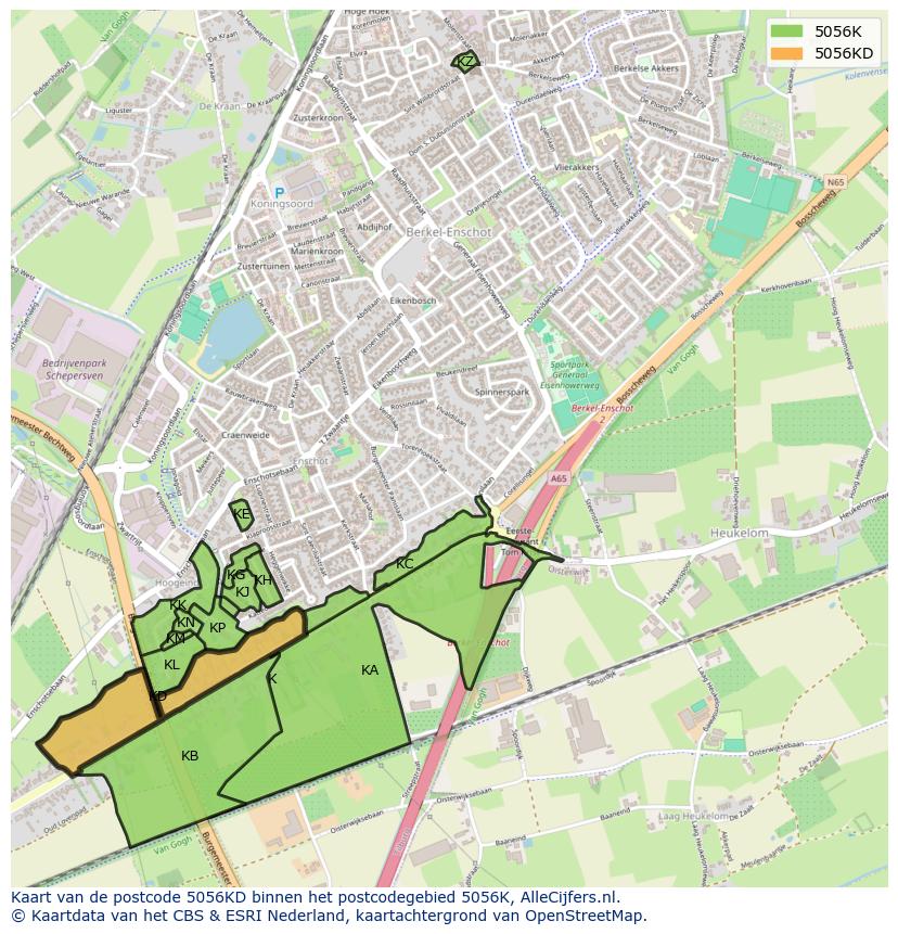 Afbeelding van het postcodegebied 5056 KD op de kaart.