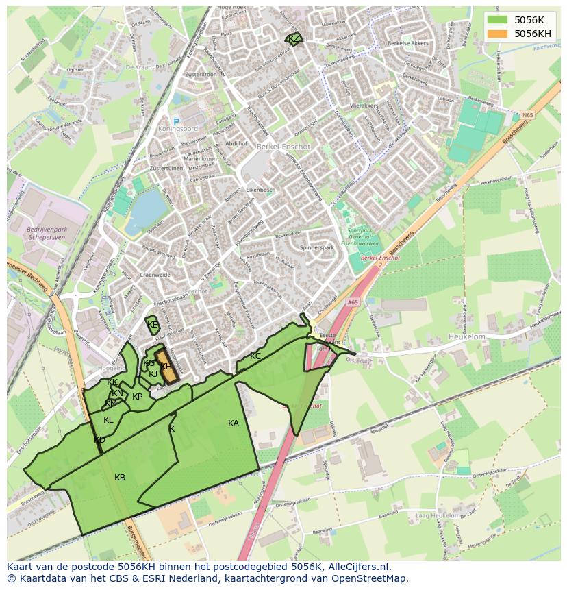 Afbeelding van het postcodegebied 5056 KH op de kaart.