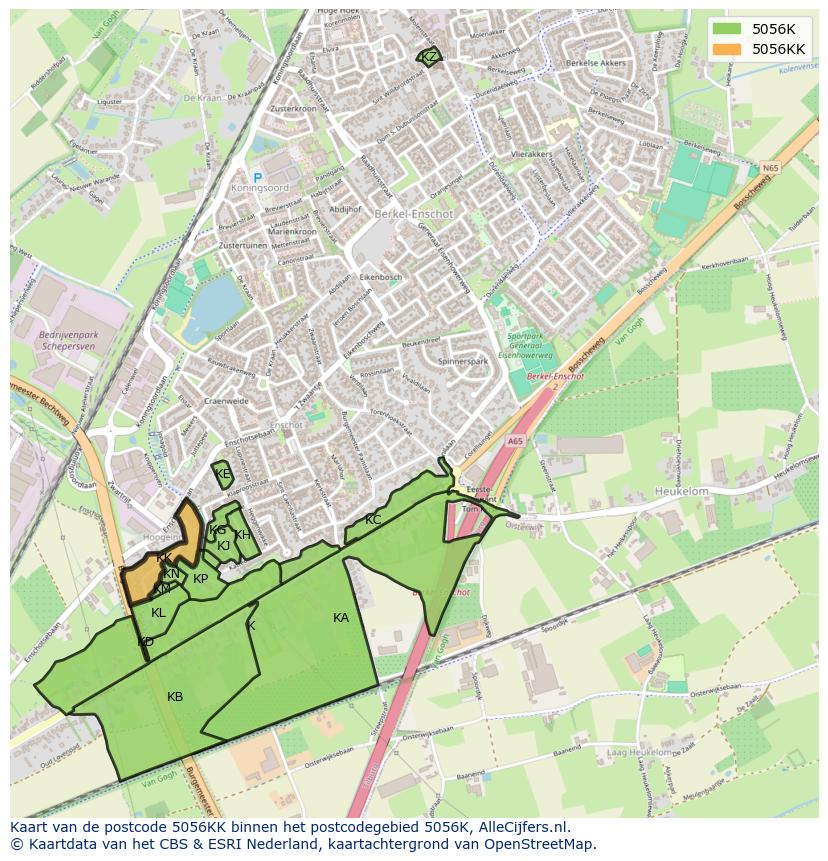 Afbeelding van het postcodegebied 5056 KK op de kaart.