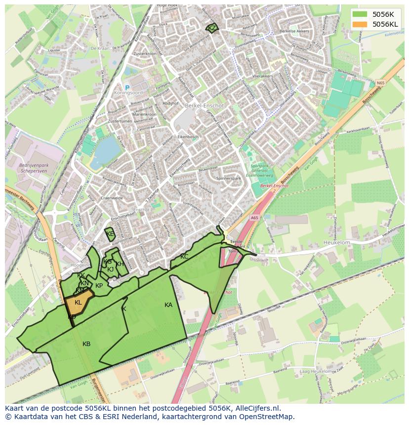 Afbeelding van het postcodegebied 5056 KL op de kaart.