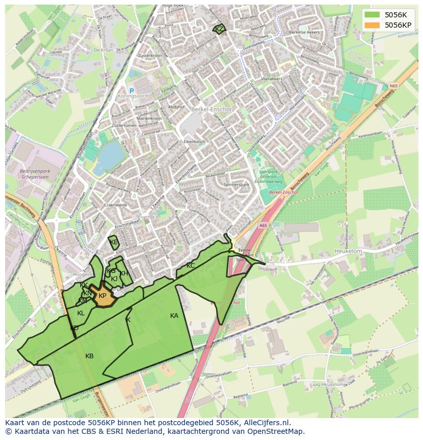 Afbeelding van het postcodegebied 5056 KP op de kaart.