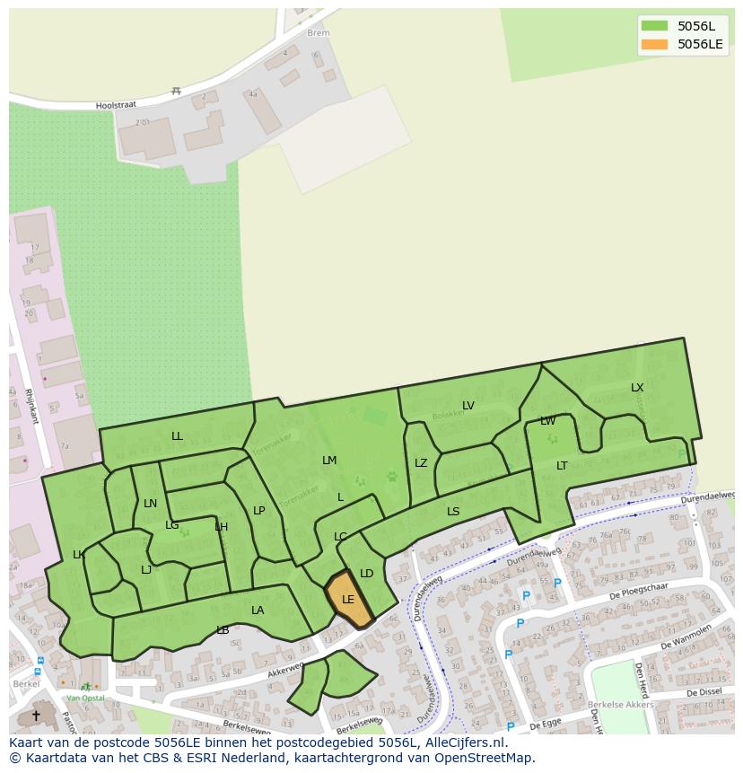Afbeelding van het postcodegebied 5056 LE op de kaart.