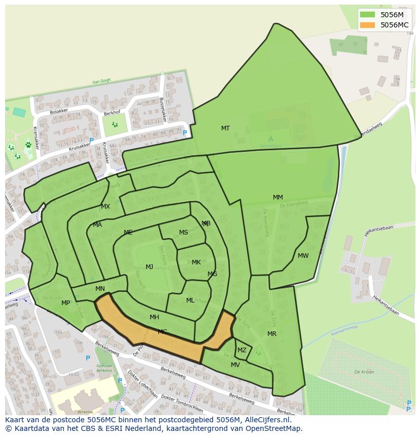 Afbeelding van het postcodegebied 5056 MC op de kaart.