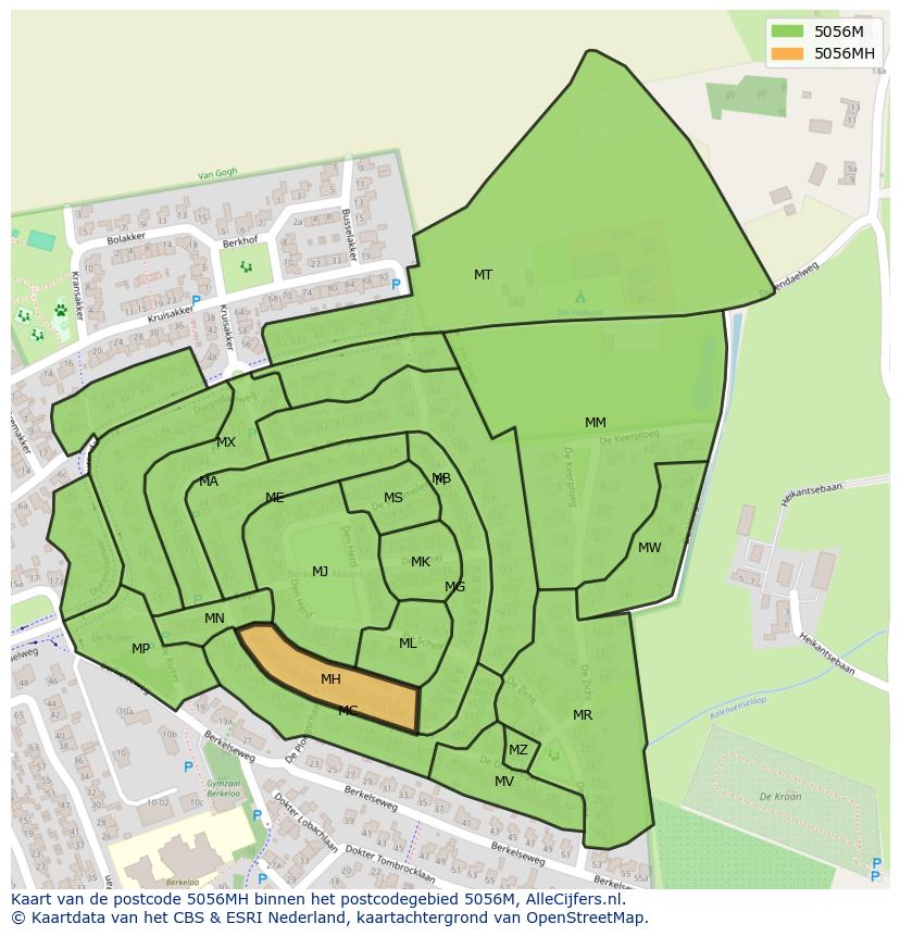 Afbeelding van het postcodegebied 5056 MH op de kaart.