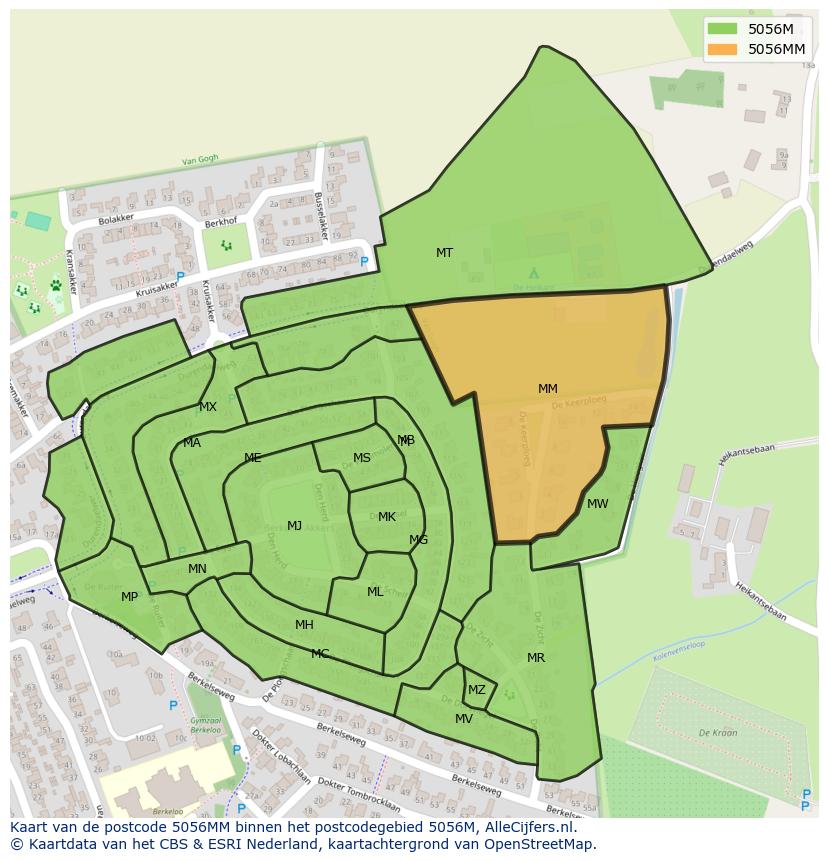 Afbeelding van het postcodegebied 5056 MM op de kaart.