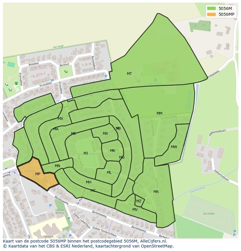 Afbeelding van het postcodegebied 5056 MP op de kaart.