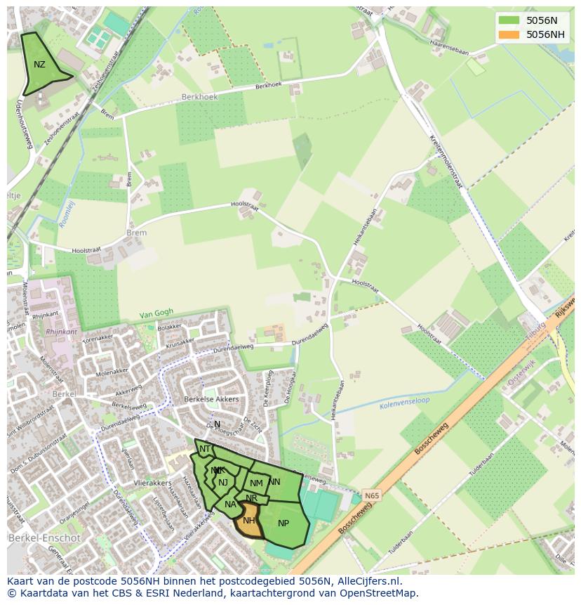Afbeelding van het postcodegebied 5056 NH op de kaart.