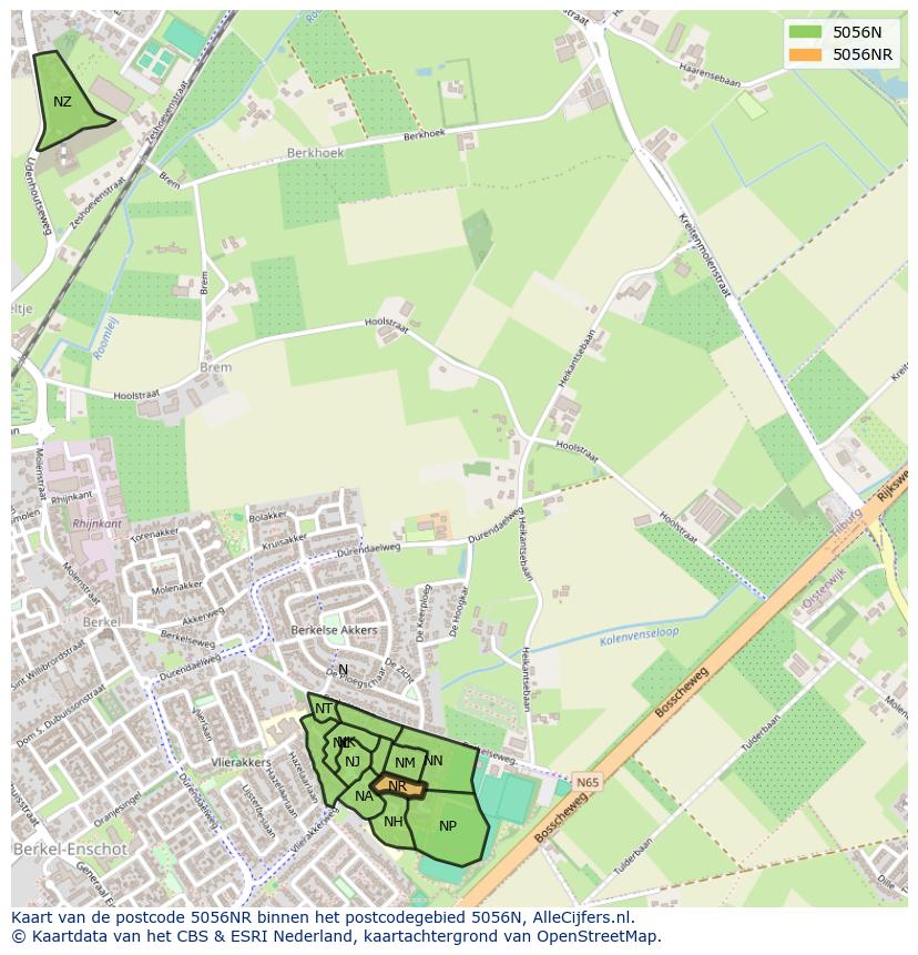 Afbeelding van het postcodegebied 5056 NR op de kaart.