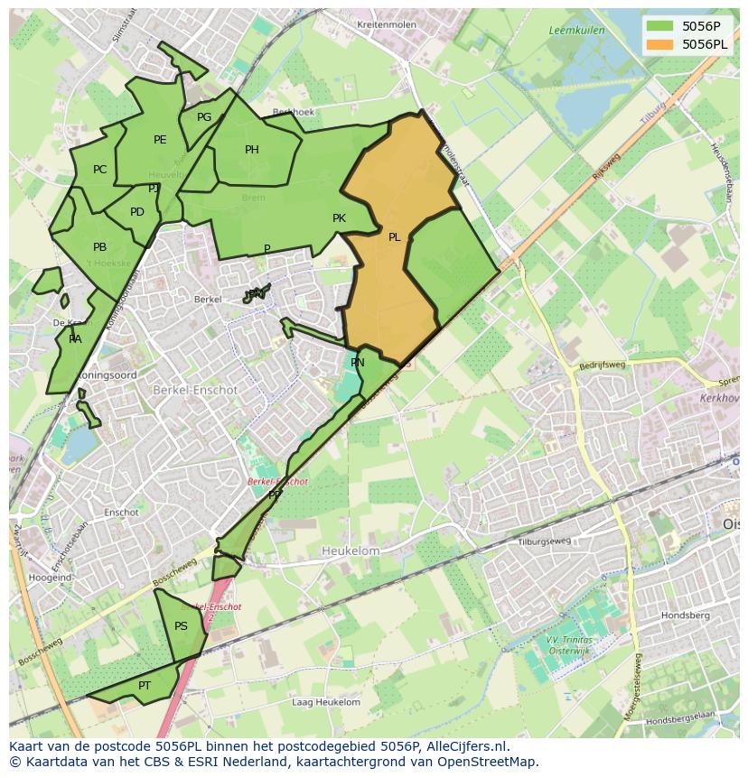 Afbeelding van het postcodegebied 5056 PL op de kaart.