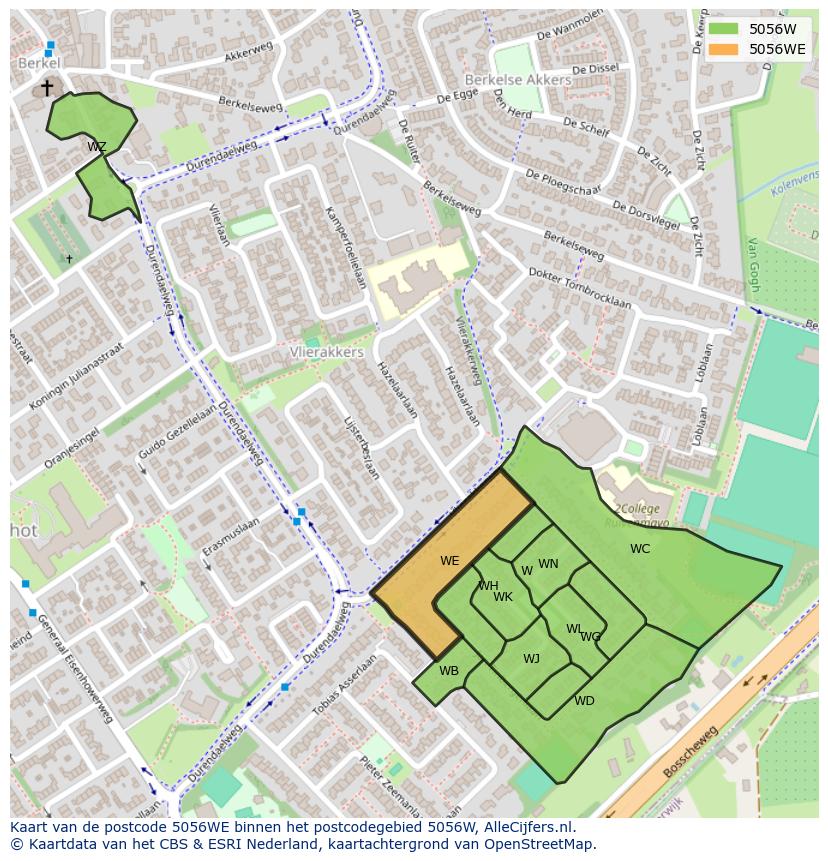 Afbeelding van het postcodegebied 5056 WE op de kaart.