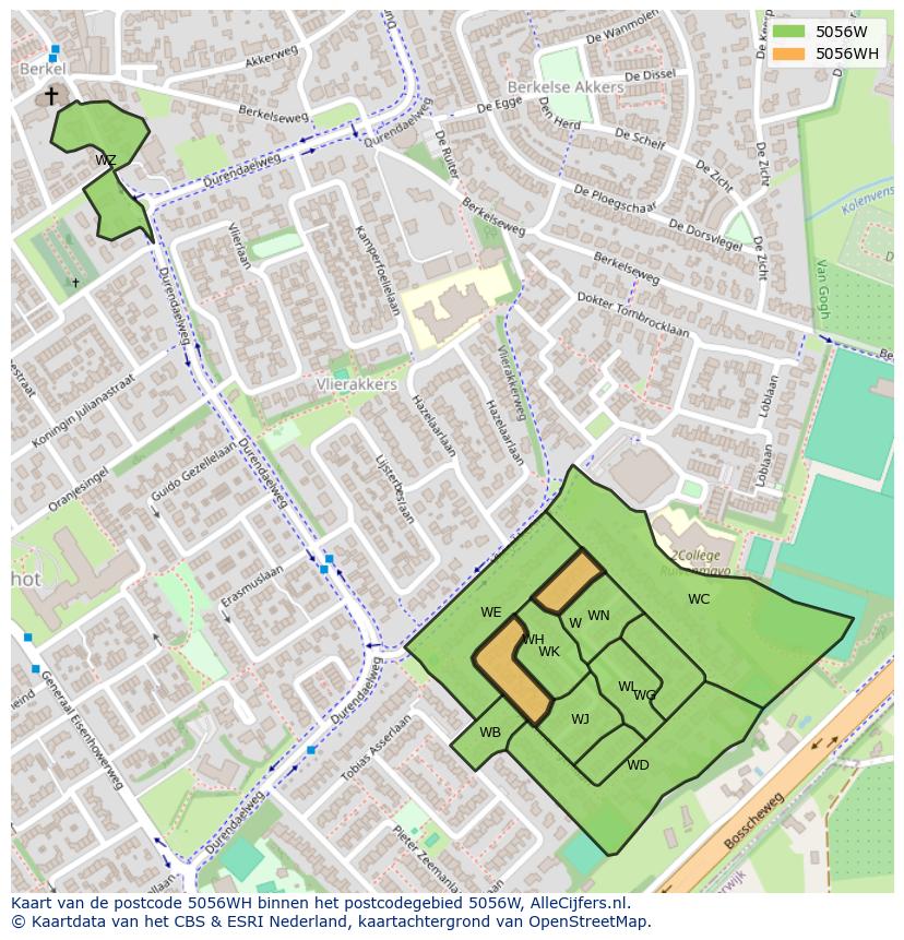 Afbeelding van het postcodegebied 5056 WH op de kaart.