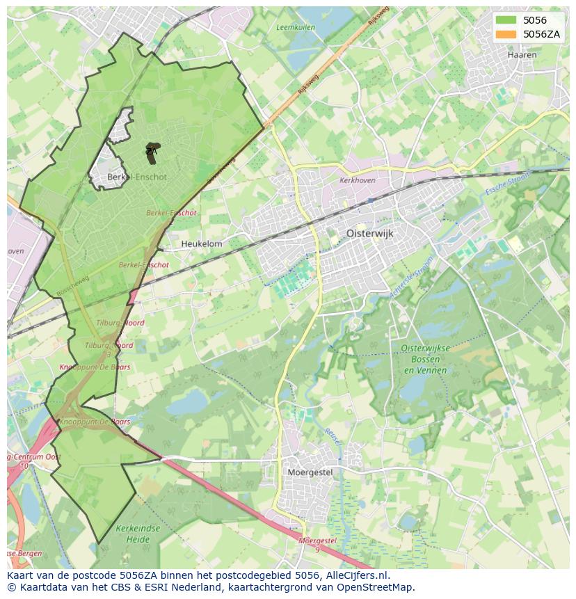 Afbeelding van het postcodegebied 5056 ZA op de kaart.