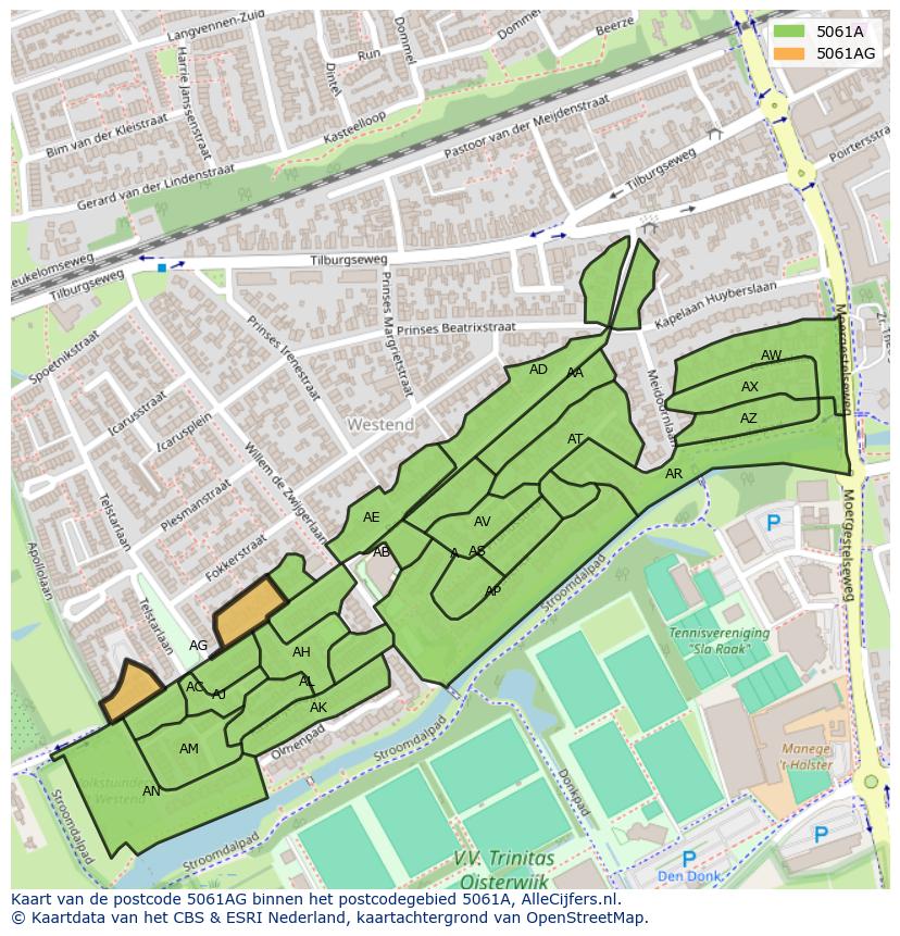 Afbeelding van het postcodegebied 5061 AG op de kaart.