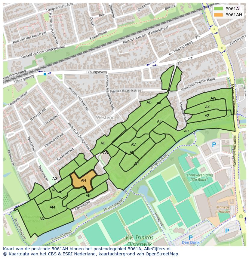 Afbeelding van het postcodegebied 5061 AH op de kaart.