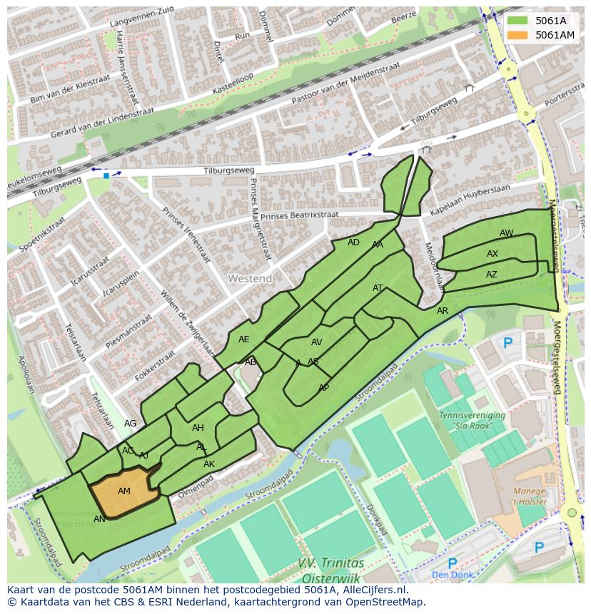 Afbeelding van het postcodegebied 5061 AM op de kaart.