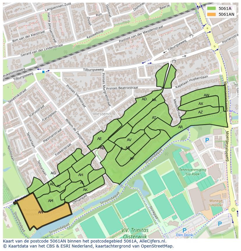 Afbeelding van het postcodegebied 5061 AN op de kaart.