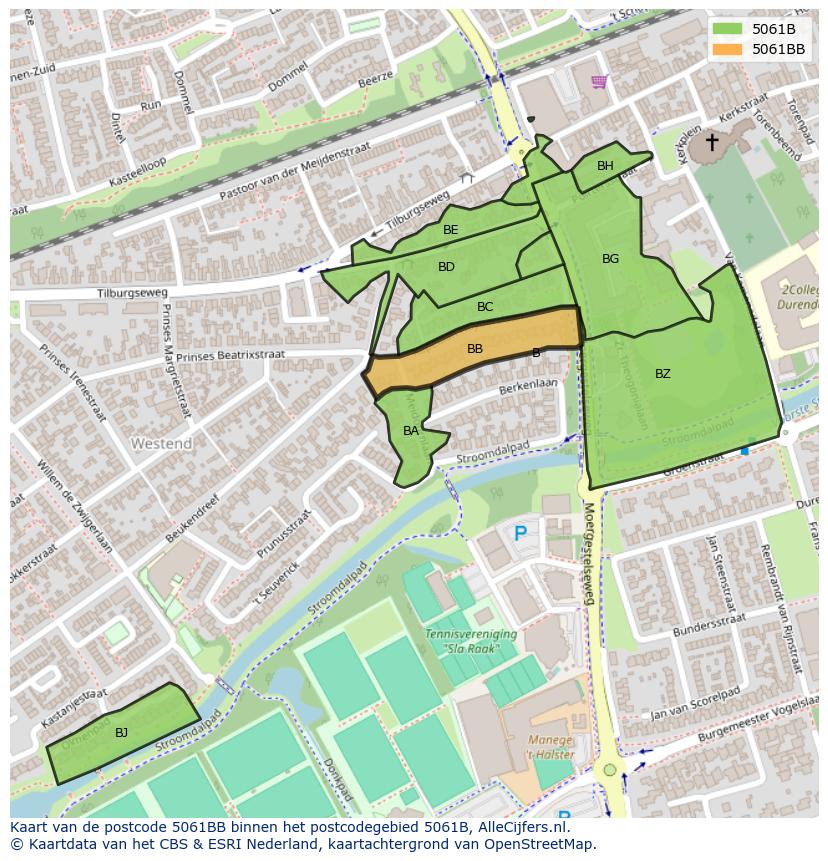 Afbeelding van het postcodegebied 5061 BB op de kaart.