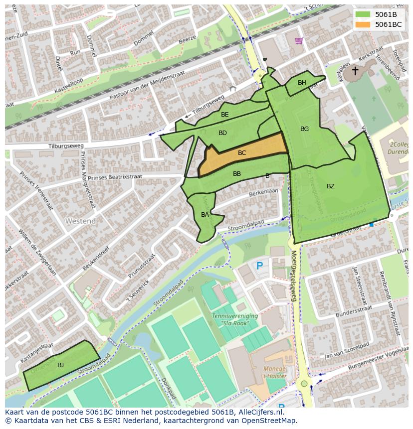 Afbeelding van het postcodegebied 5061 BC op de kaart.