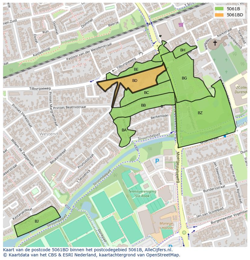 Afbeelding van het postcodegebied 5061 BD op de kaart.