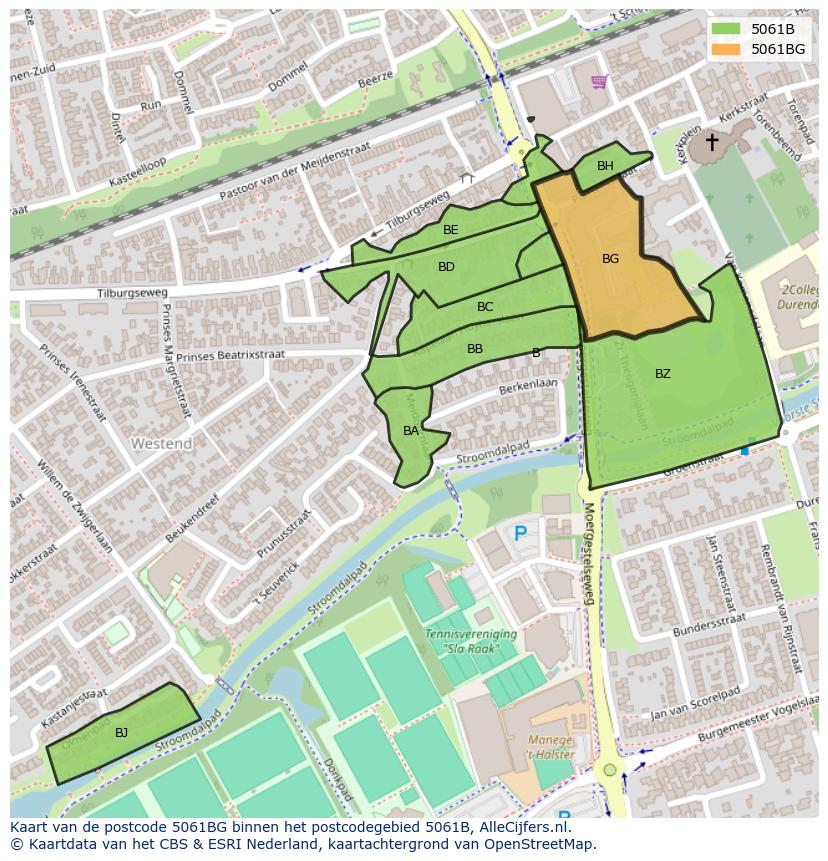 Afbeelding van het postcodegebied 5061 BG op de kaart.
