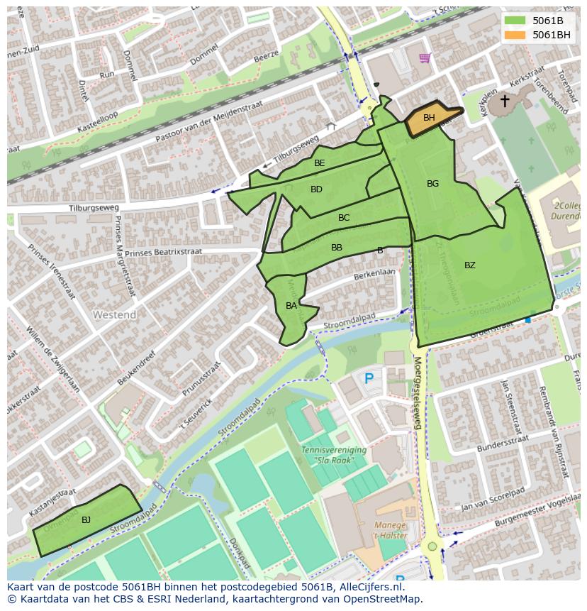 Afbeelding van het postcodegebied 5061 BH op de kaart.