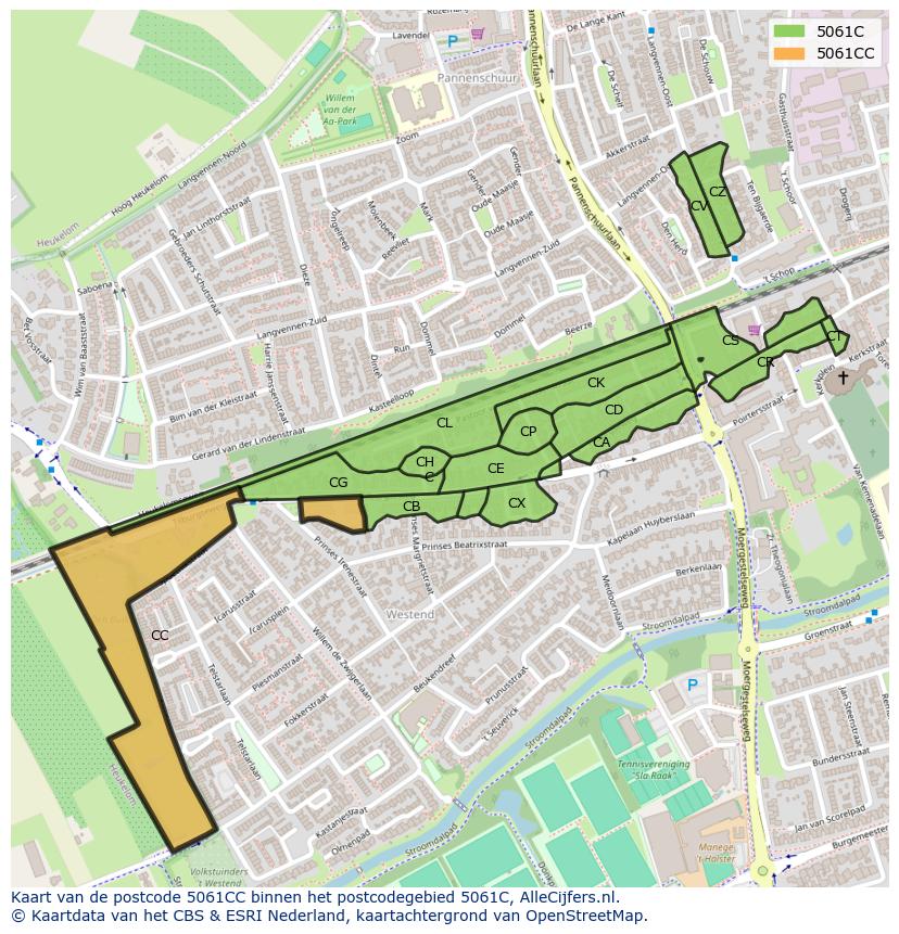 Afbeelding van het postcodegebied 5061 CC op de kaart.