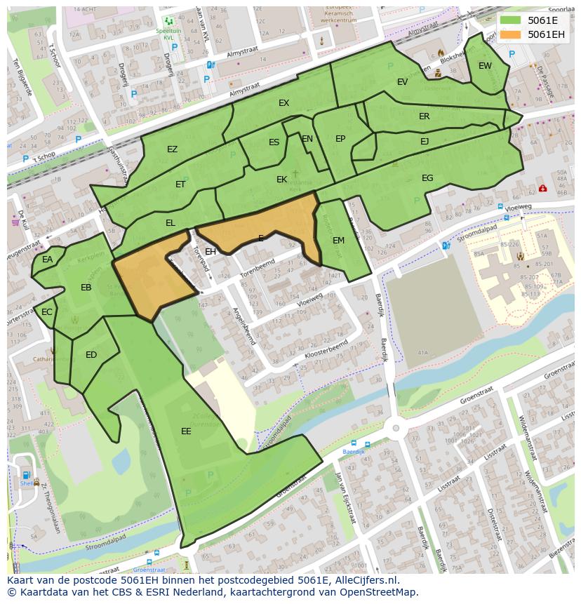 Afbeelding van het postcodegebied 5061 EH op de kaart.