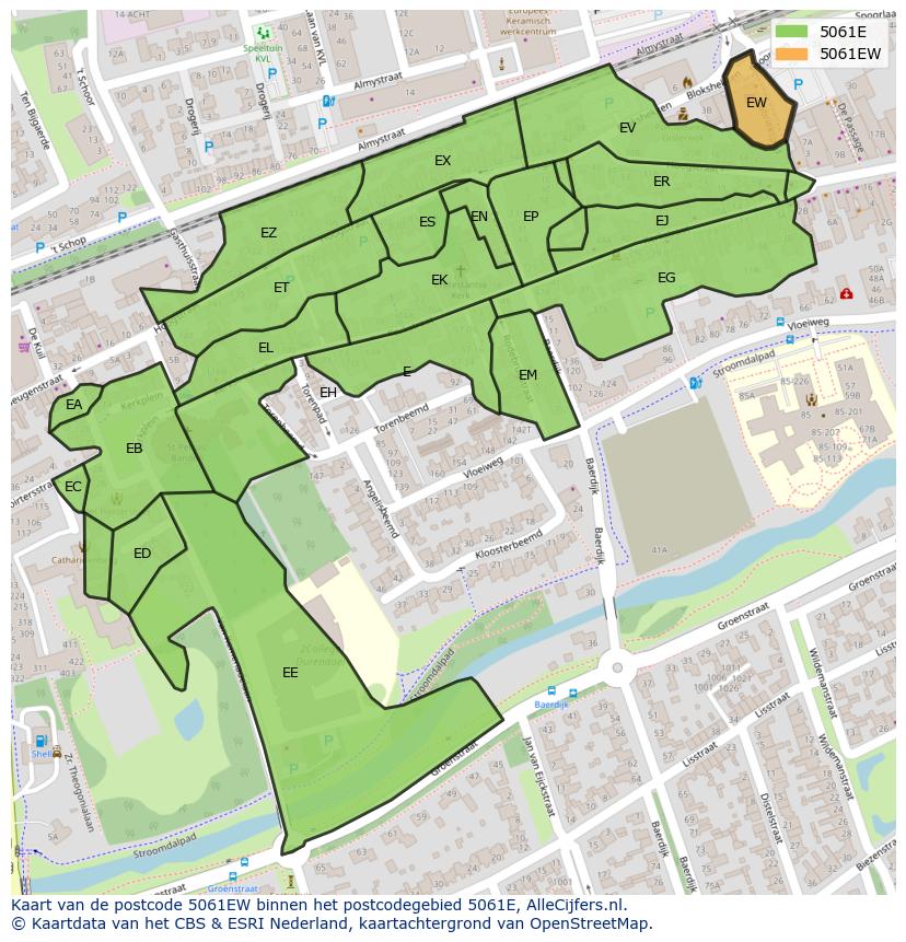 Afbeelding van het postcodegebied 5061 EW op de kaart.