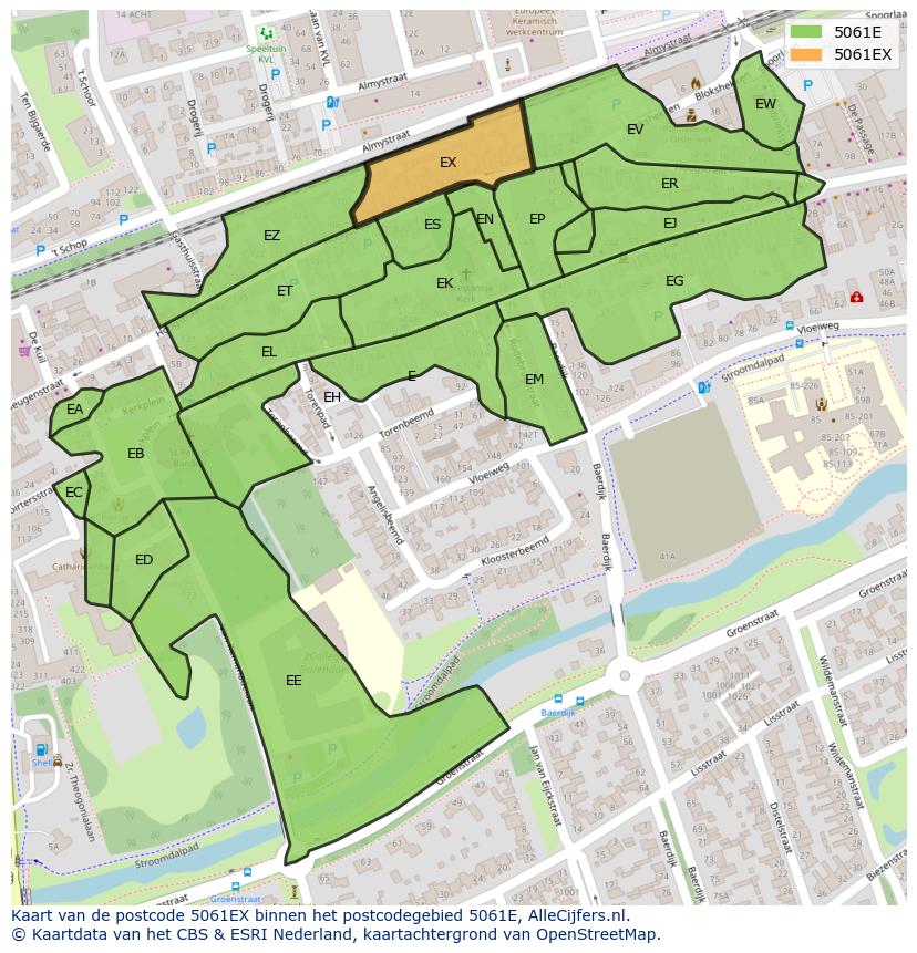 Afbeelding van het postcodegebied 5061 EX op de kaart.