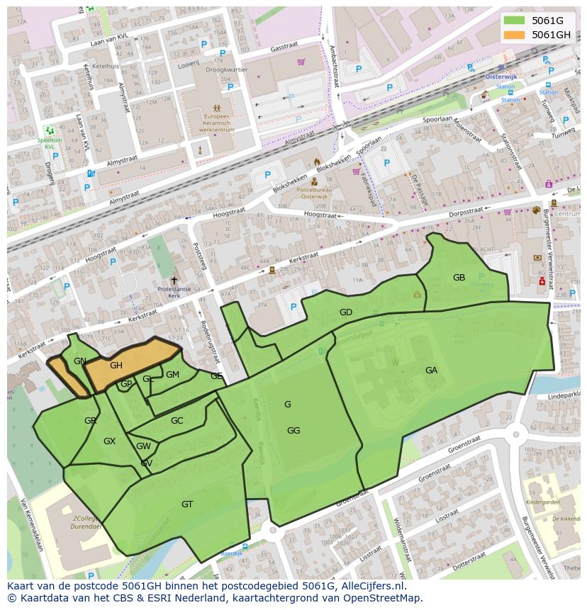 Afbeelding van het postcodegebied 5061 GH op de kaart.