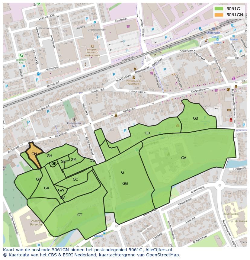 Afbeelding van het postcodegebied 5061 GN op de kaart.