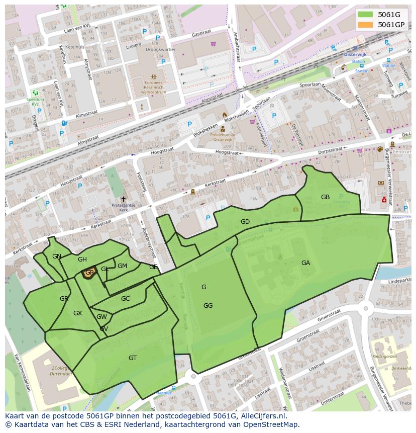 Afbeelding van het postcodegebied 5061 GP op de kaart.
