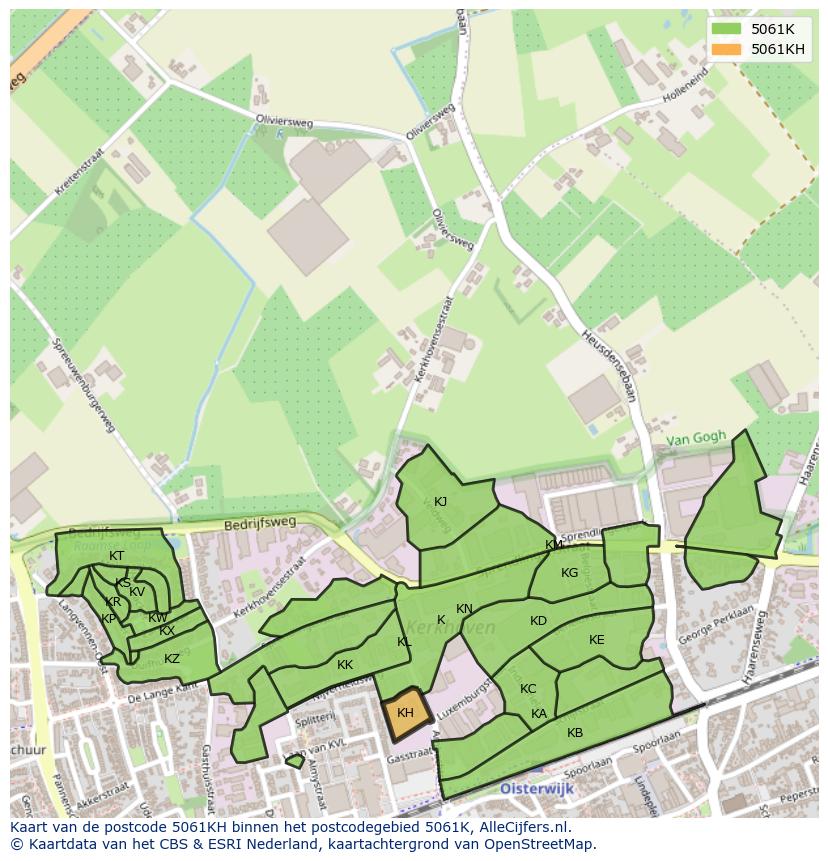 Afbeelding van het postcodegebied 5061 KH op de kaart.