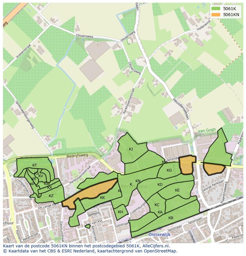 Afbeelding van het postcodegebied 5061 KN op de kaart.
