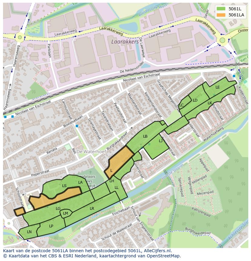 Afbeelding van het postcodegebied 5061 LA op de kaart.