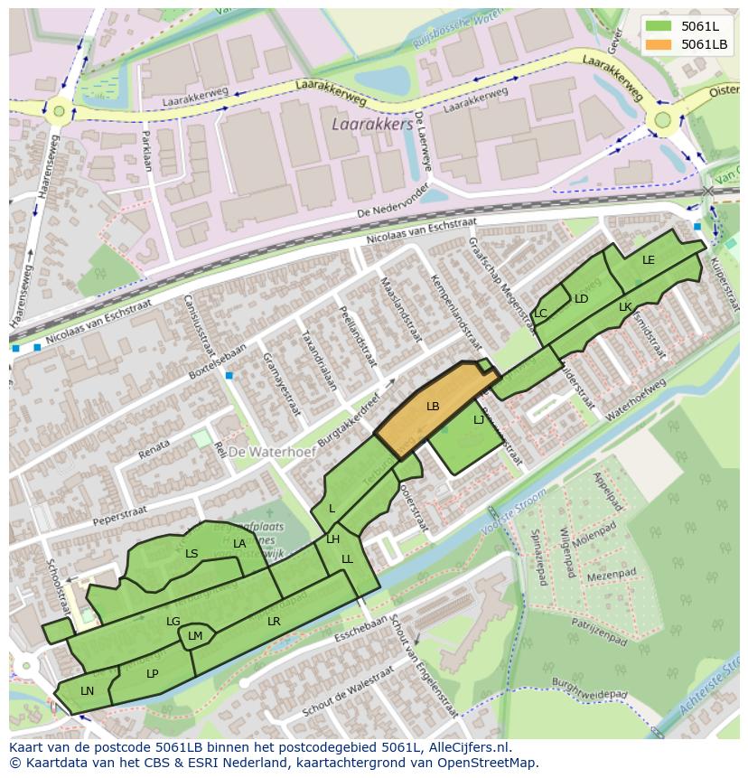 Afbeelding van het postcodegebied 5061 LB op de kaart.