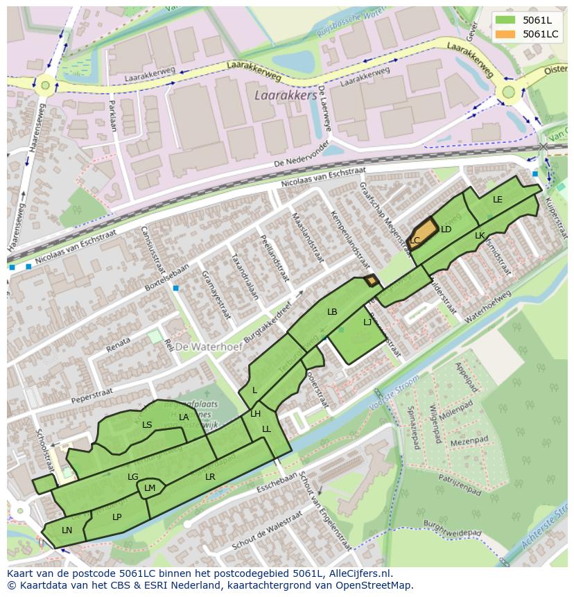 Afbeelding van het postcodegebied 5061 LC op de kaart.