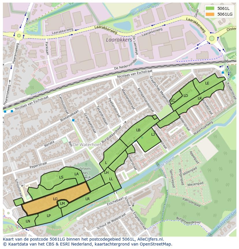 Afbeelding van het postcodegebied 5061 LG op de kaart.