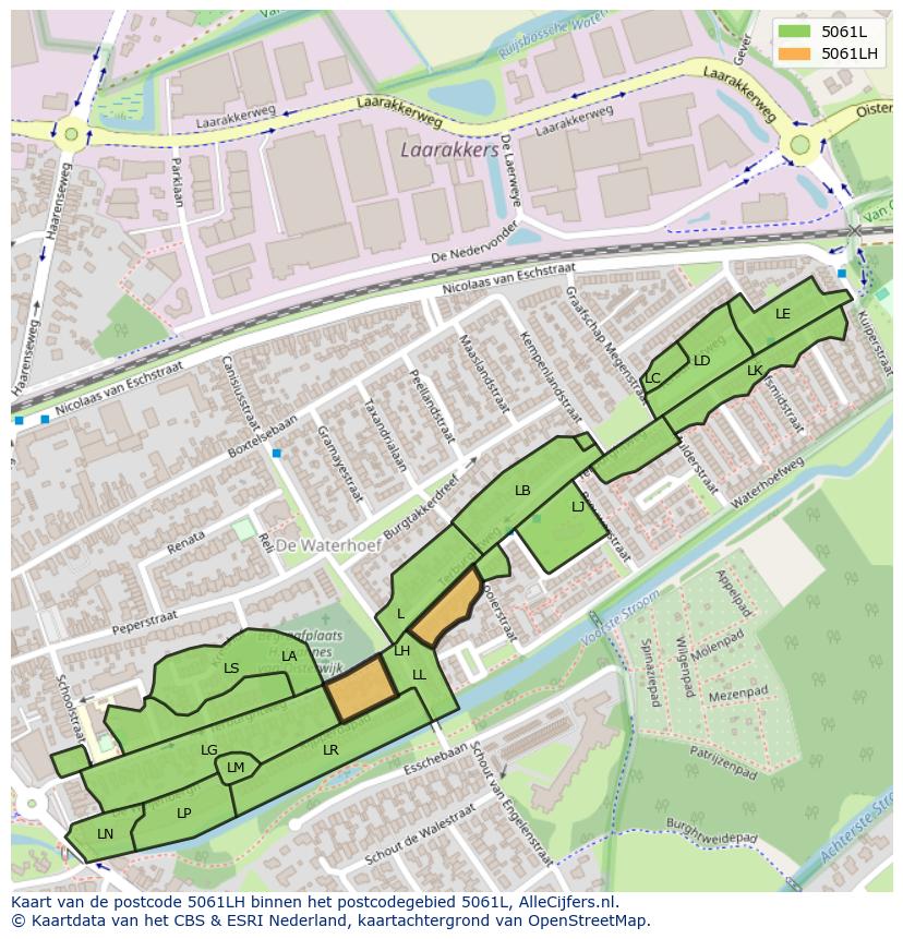 Afbeelding van het postcodegebied 5061 LH op de kaart.